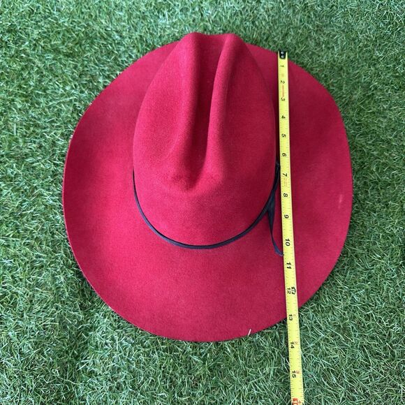 Vtg Wrangler Riata Rodeo Queen Hat 6-7/8 Small Western Cowboy Hat Red Wool USA - Picture 10 of 11